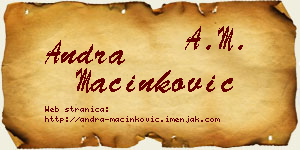 Andra Mačinković vizit kartica
